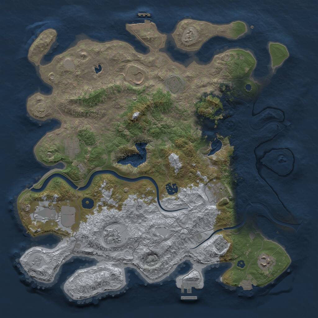 Rust Map: Procedural Map, Size: 4000, Seed: 617233619, 17 Monuments