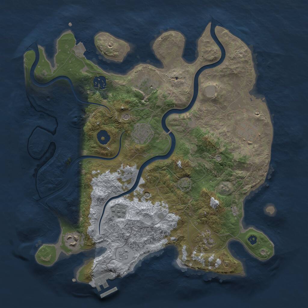 Rust Map: Procedural Map, Size: 3400, Seed: 1387217943, 14 Monuments