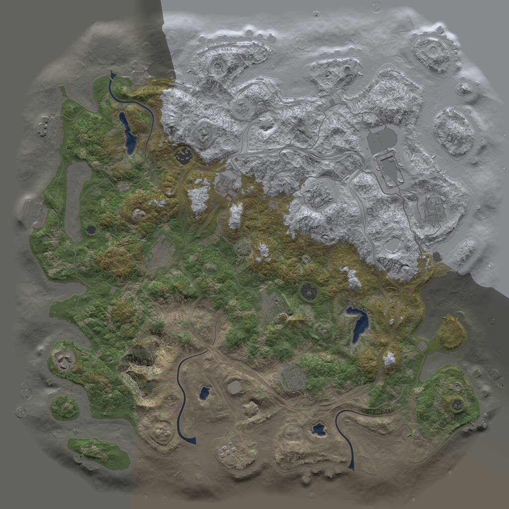 Rust Map: Procedural Map, Size: 4600, Seed: 1076431105, 18 Monuments