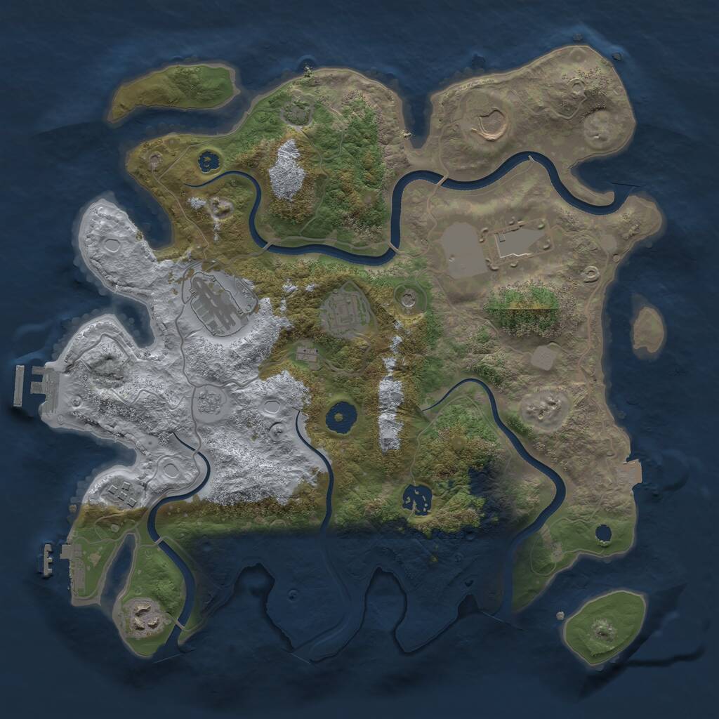 Rust Map: Procedural Map, Size: 3500, Seed: 28320477, 15 Monuments