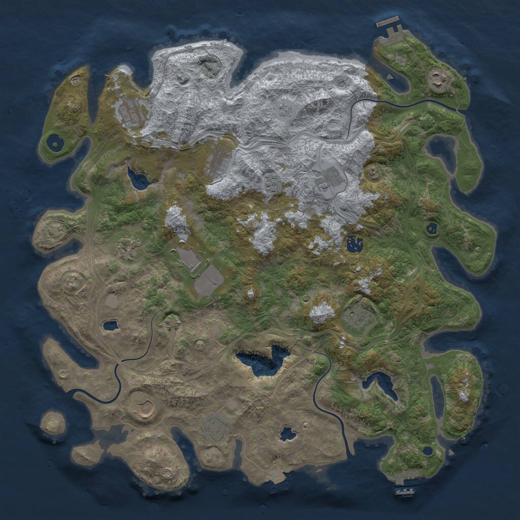 Rust Map: Procedural Map, Size: 4500, Seed: 1071997347, 19 Monuments