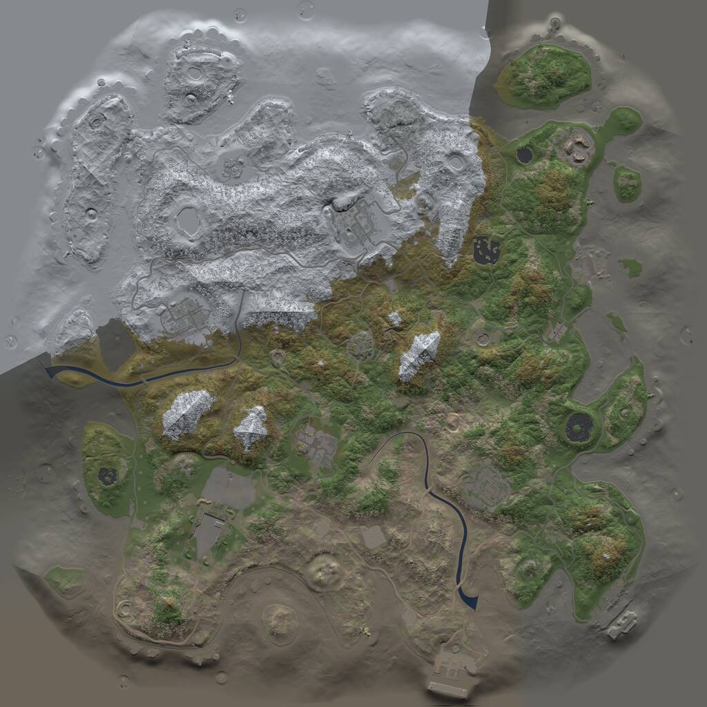 Rust Map: Procedural Map, Size: 3750, Seed: 2058126699, 13 Monuments