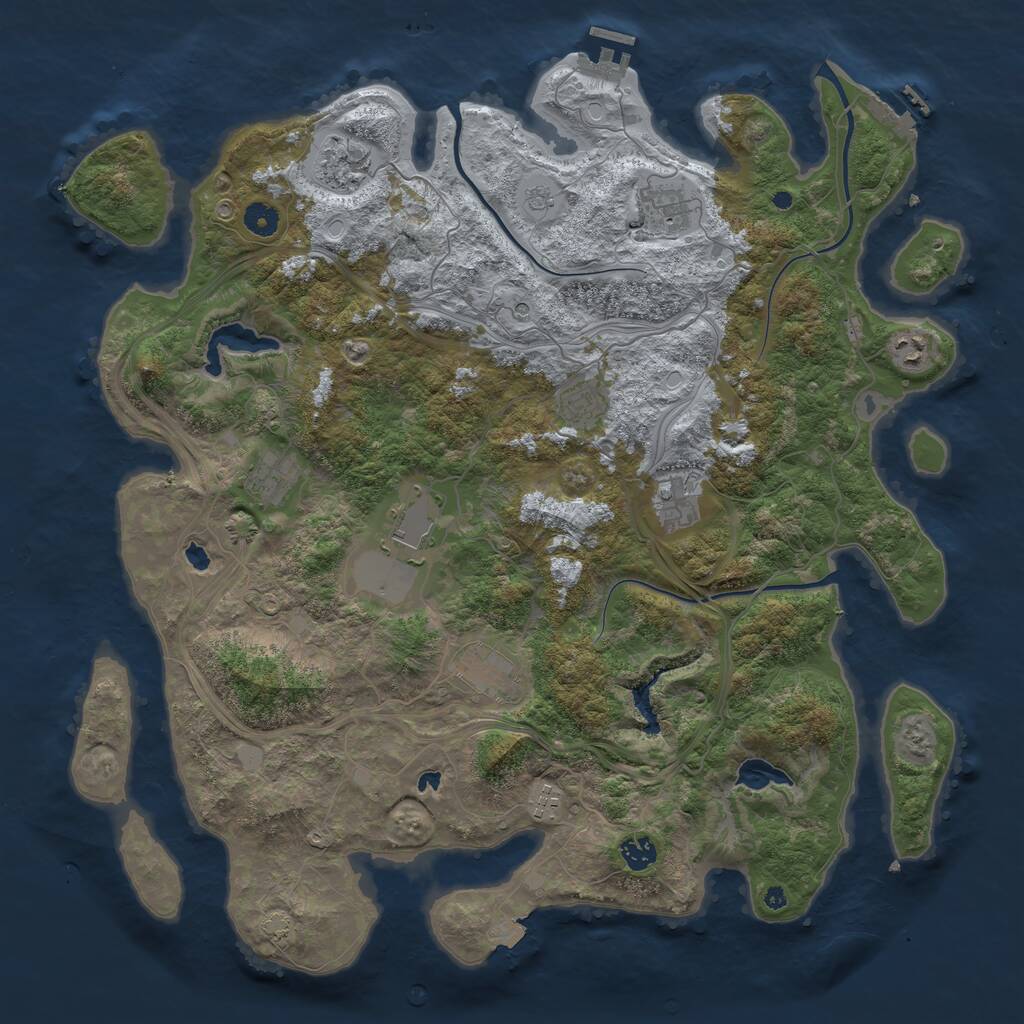 Rust Map: Procedural Map, Size: 4500, Seed: 512383946, 16 Monuments
