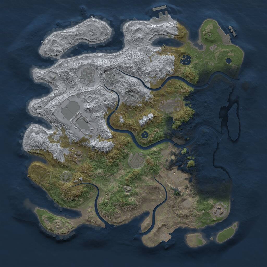 Rust Map: Procedural Map, Size: 3800, Seed: 38755345, 17 Monuments