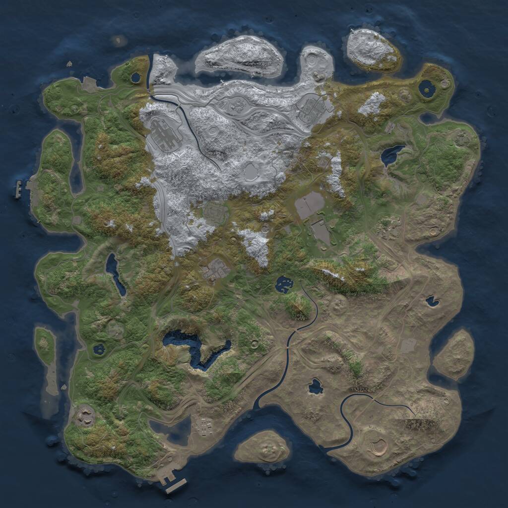Rust Map: Procedural Map, Size: 4500, Seed: 375784296, 16 Monuments