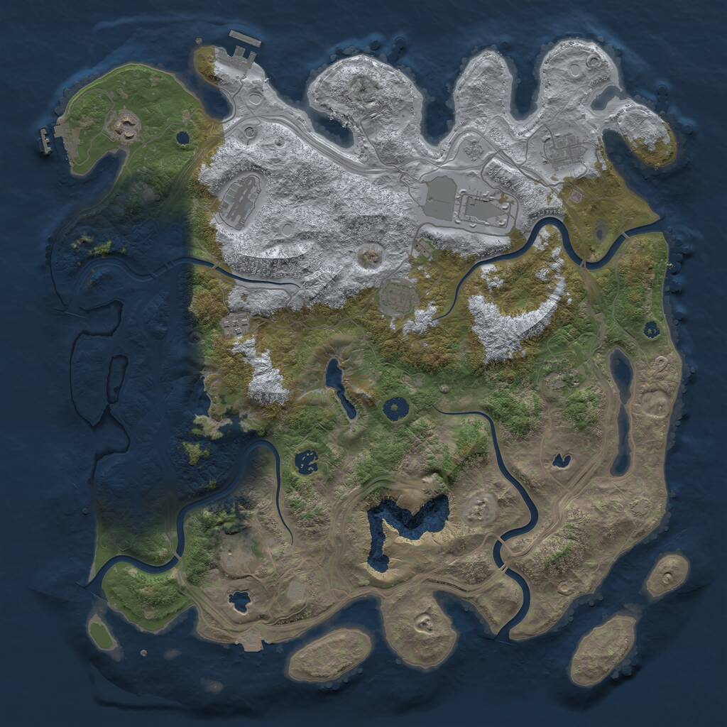 Rust Map: Procedural Map, Size: 4500, Seed: 1889998875, 17 Monuments