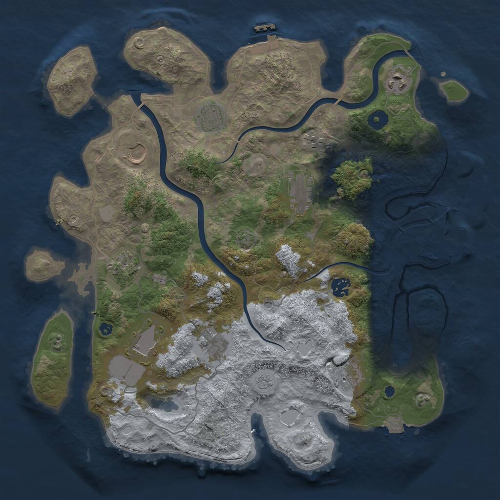 Rust Map: Procedural Map, Size: 3800, Seed: 761102642, 16 Monuments