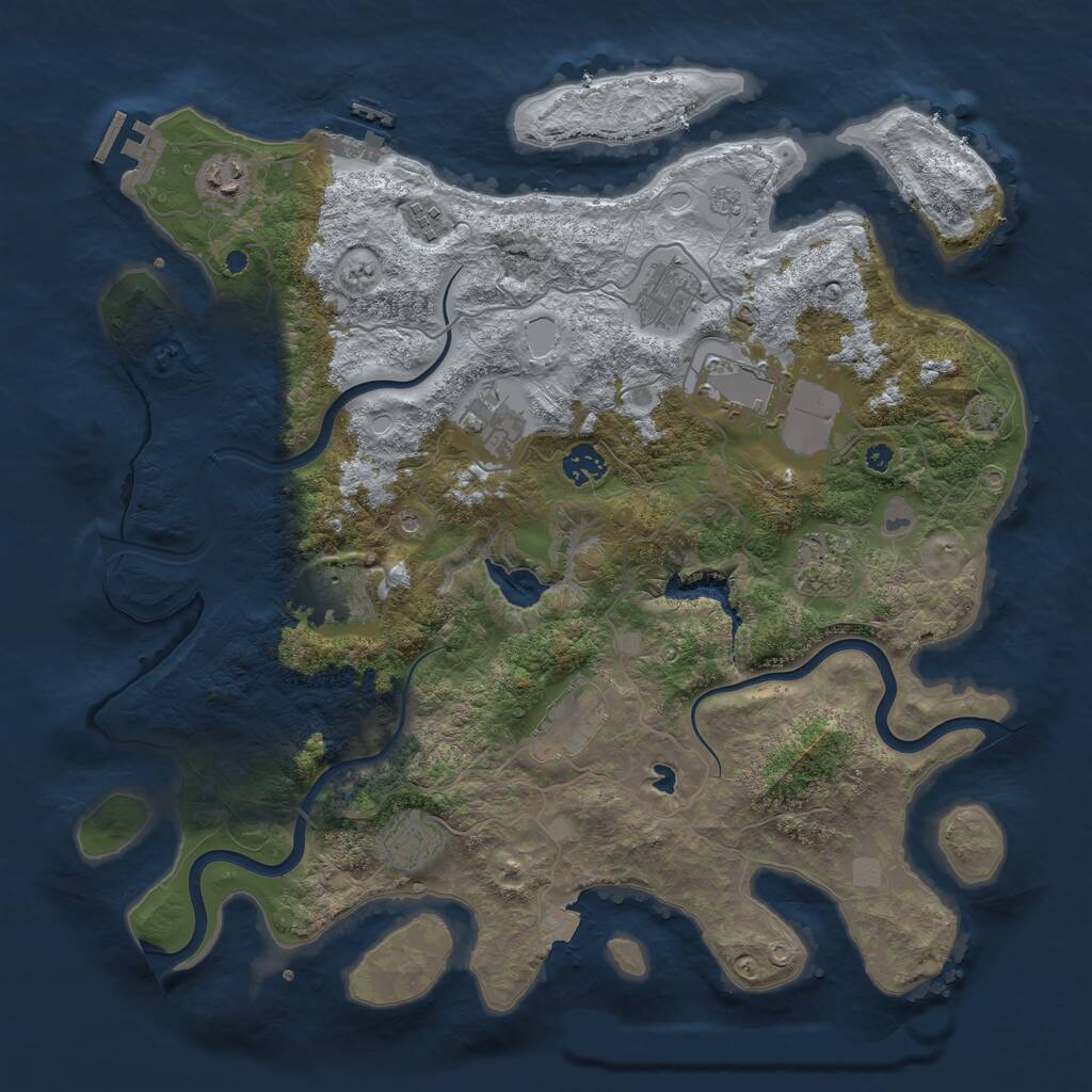 Rust Map: Procedural Map, Size: 4000, Seed: 3367, 16 Monuments