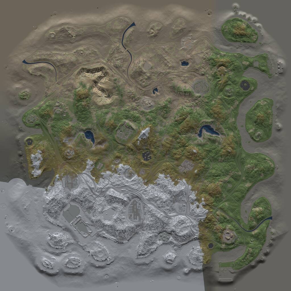 Rust Map: Procedural Map, Size: 4500, Seed: 8281992, 16 Monuments