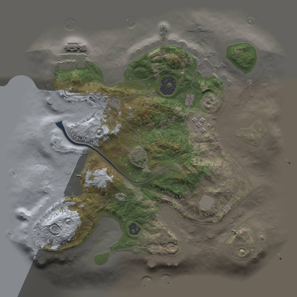 Rust Map: Procedural Map, Size: 2500, Seed: 1657246789, 4 Monuments