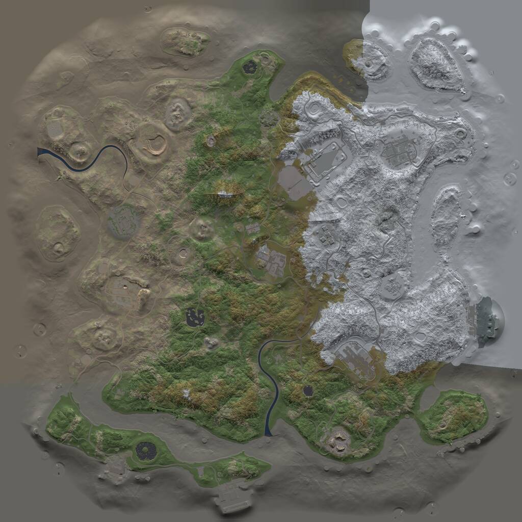 Rust Map: Procedural Map, Size: 3900, Seed: 434775896, 18 Monuments