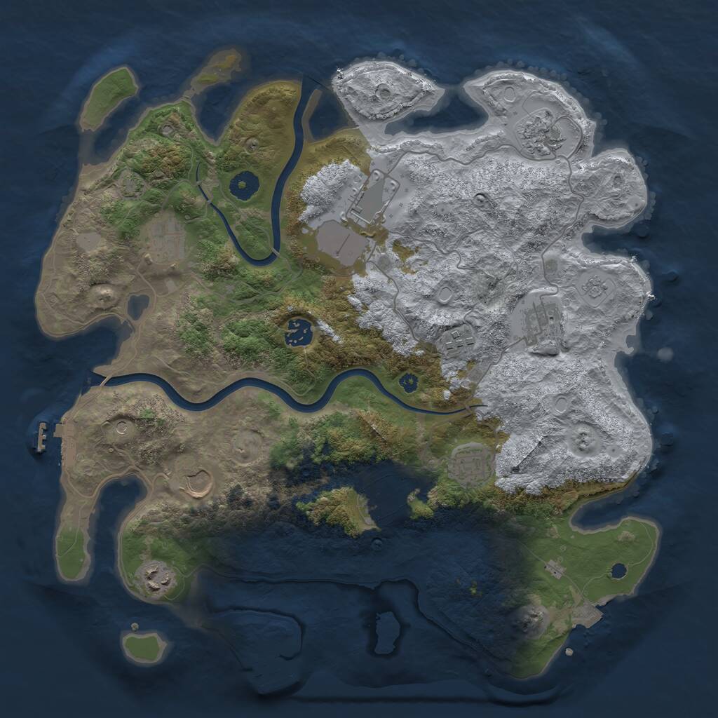Rust Map: Procedural Map, Size: 3800, Seed: 313942840, 18 Monuments