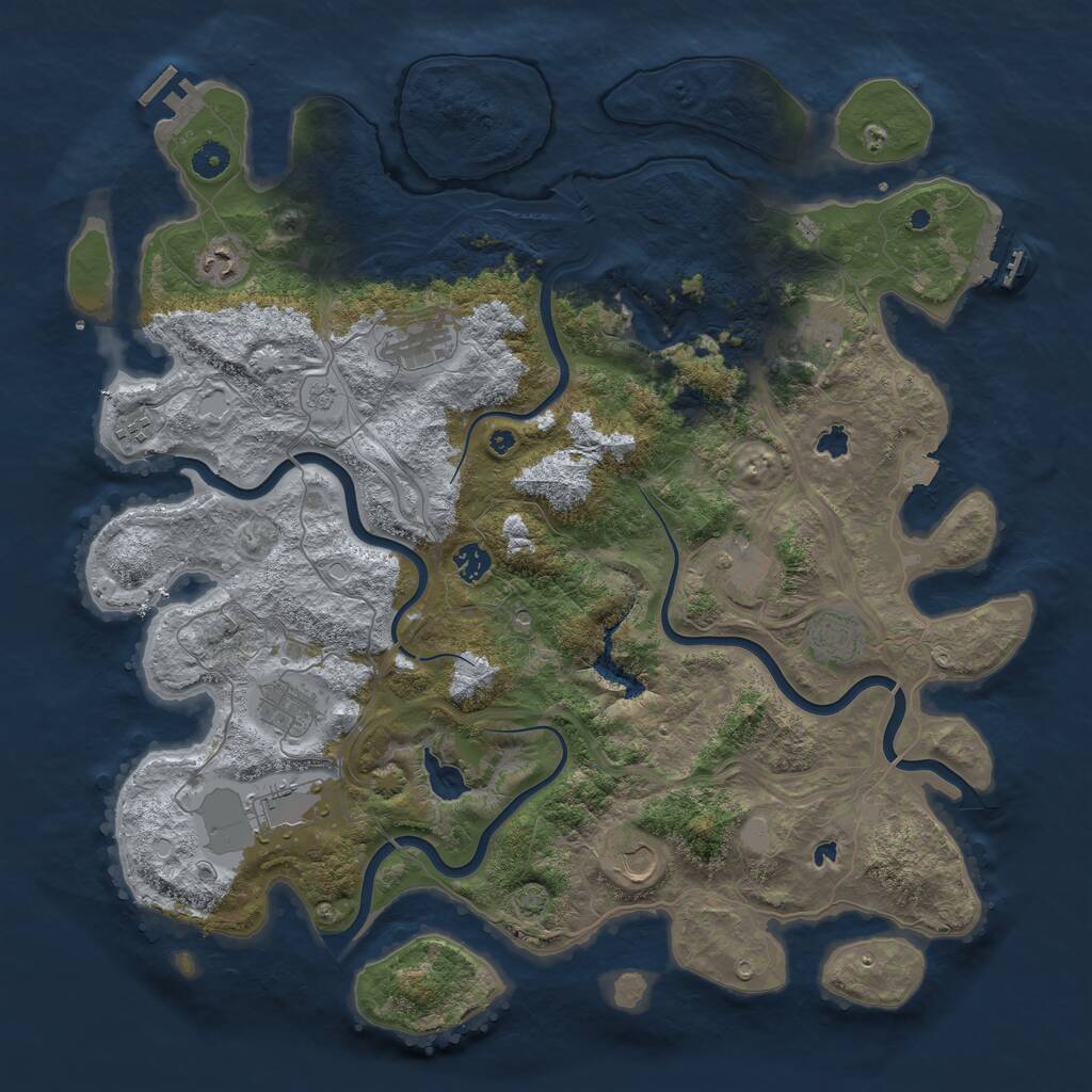 Rust Map: Procedural Map, Size: 4500, Seed: 857633662, 16 Monuments