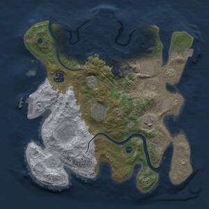 Thumbnail Rust Map: Procedural Map, Size: 3000, Seed: 80202509, 12 Monuments