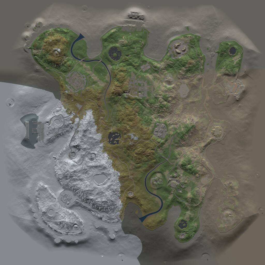 Rust Map: Procedural Map, Size: 3000, Seed: 80202509, 12 Monuments