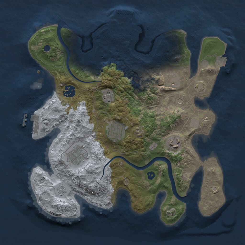 Rust Map: Procedural Map, Size: 3000, Seed: 80202509, 12 Monuments