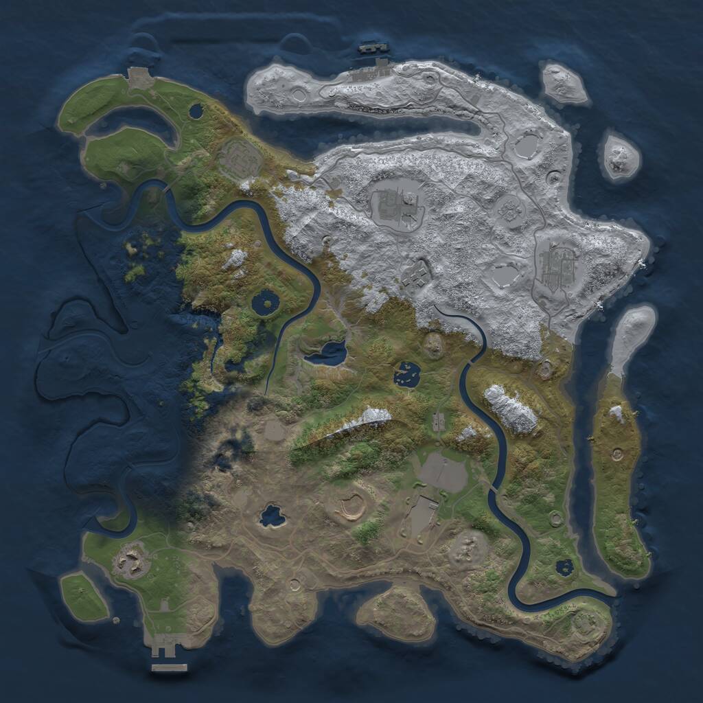 Rust Map: Procedural Map, Size: 4000, Seed: 437397632, 14 Monuments