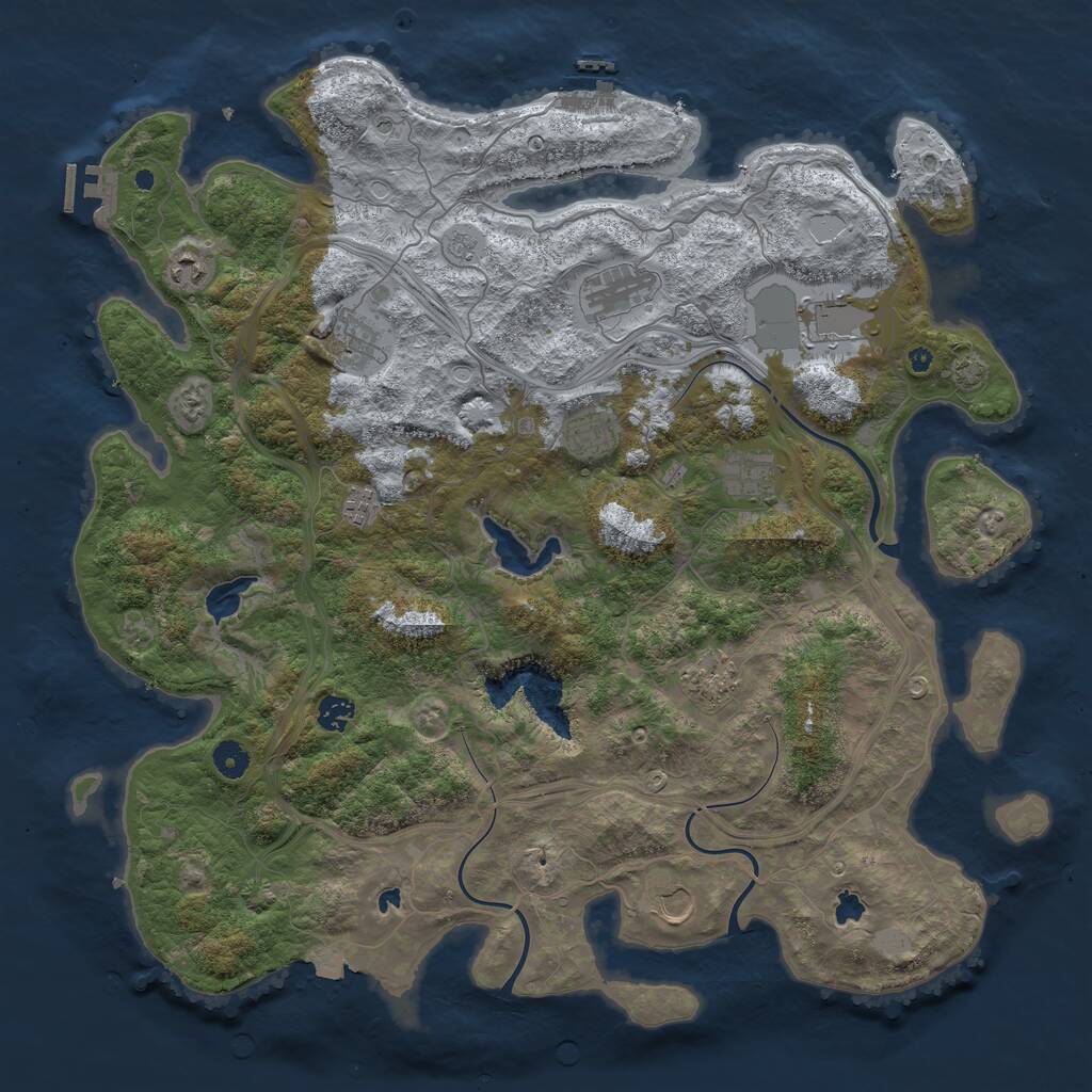 Rust Map: Procedural Map, Size: 4500, Seed: 321441, 16 Monuments