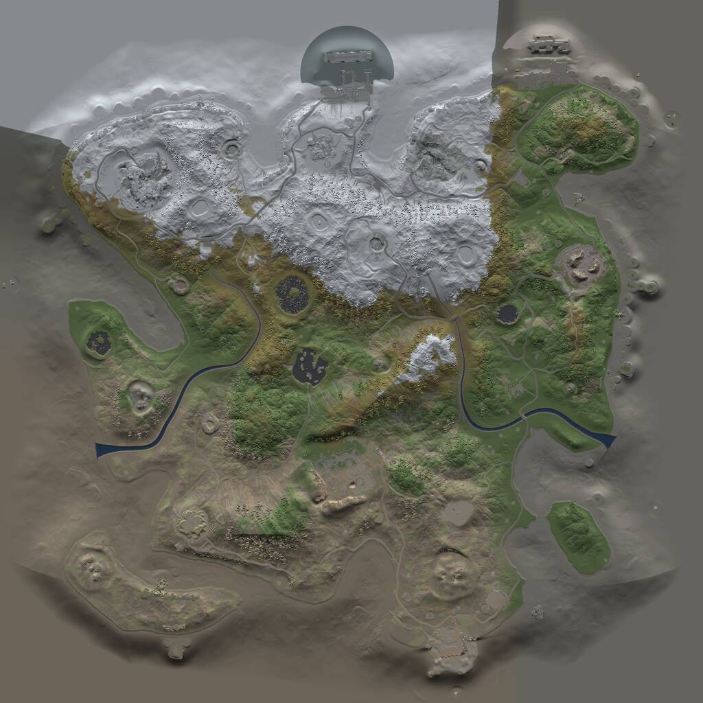 Rust Map: Procedural Map, Size: 3000, Seed: 649789920, 10 Monuments