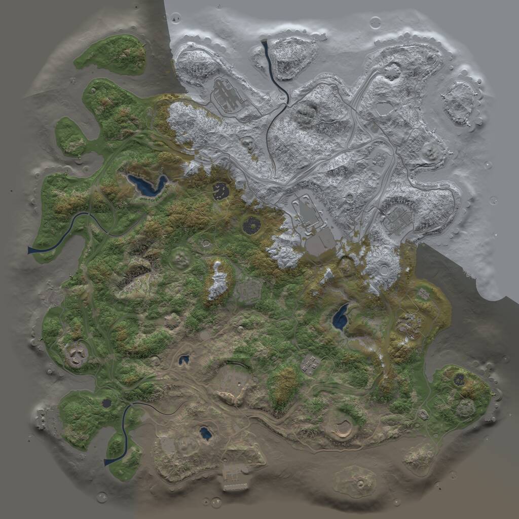Rust Map: Procedural Map, Size: 4500, Seed: 1282154375, 16 Monuments
