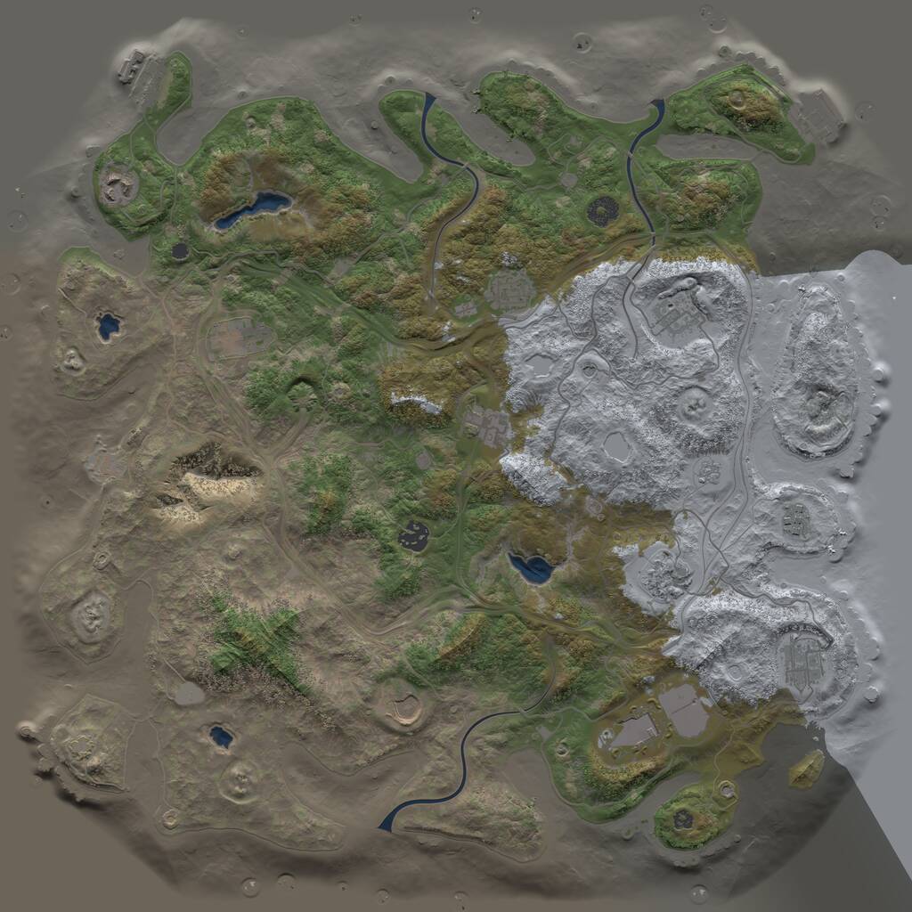 Rust Map: Procedural Map, Size: 4500, Seed: 2087820874, 17 Monuments