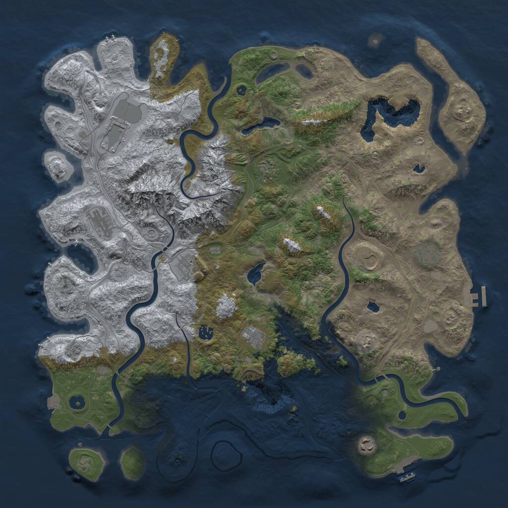 Rust Map: Procedural Map, Size: 5000, Seed: 718392947, 16 Monuments