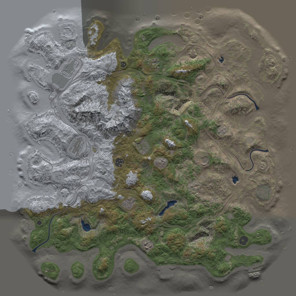 Rust Map: Procedural Map, Size: 5000, Seed: 718392947, 16 Monuments