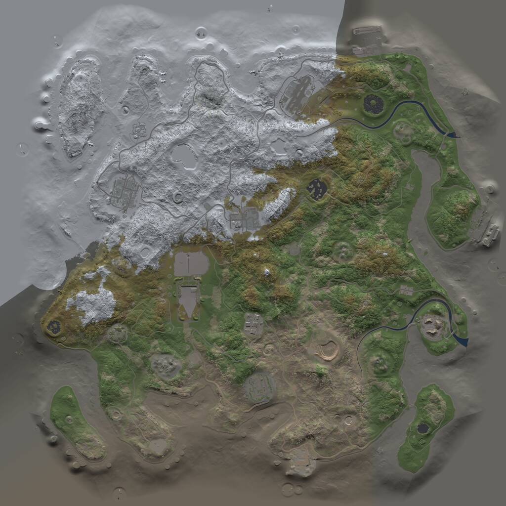 Rust Map: Procedural Map, Size: 3800, Seed: 456456, 15 Monuments