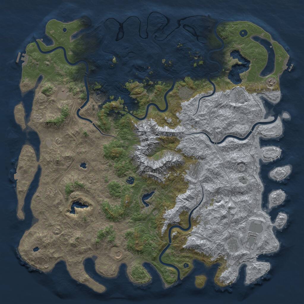 Rust Map: Procedural Map, Size: 6000, Seed: 31259204, 17 Monuments