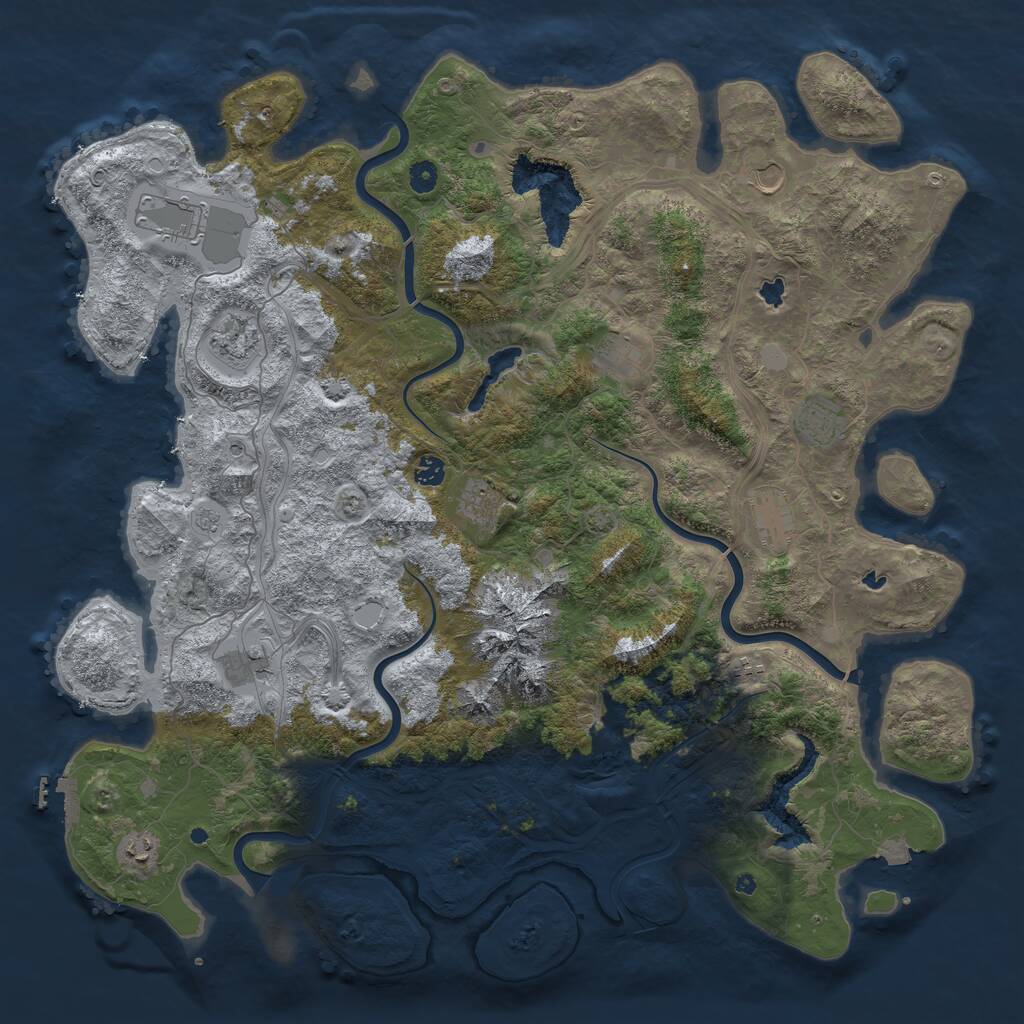 Rust Map: Procedural Map, Size: 5000, Seed: 4650, 16 Monuments
