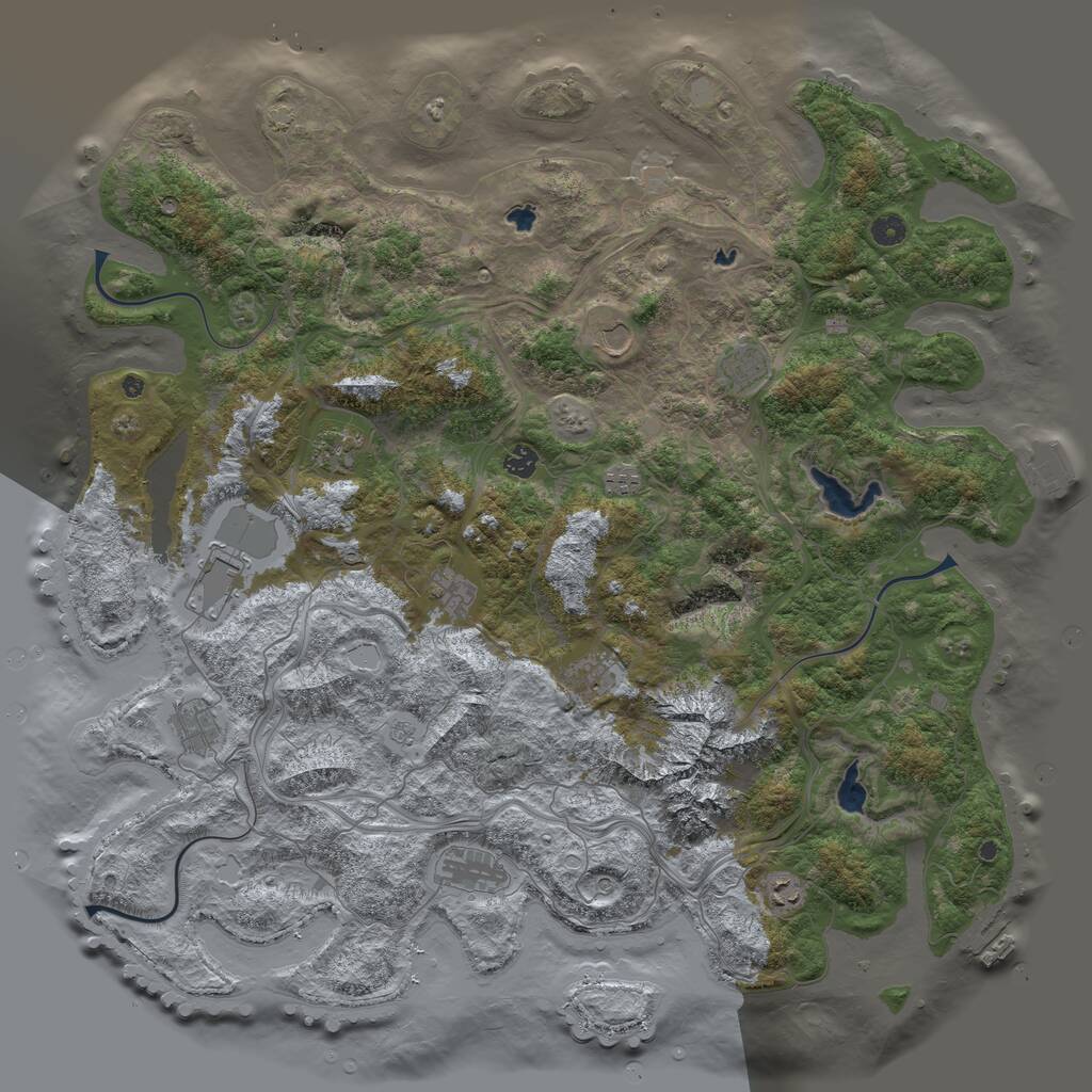 Rust Map: Procedural Map, Size: 5000, Seed: 2130205458, 17 Monuments