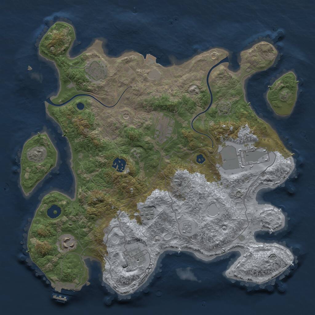 Rust Map: Procedural Map, Size: 3500, Seed: 1107813339, 12 Monuments