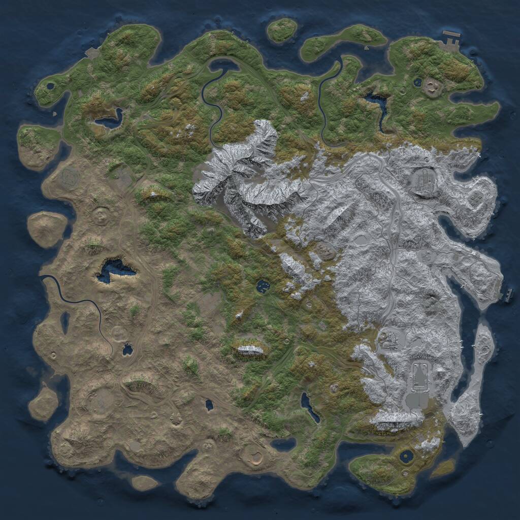Rust Map: Procedural Map, Size: 6000, Seed: 483216597, 17 Monuments
