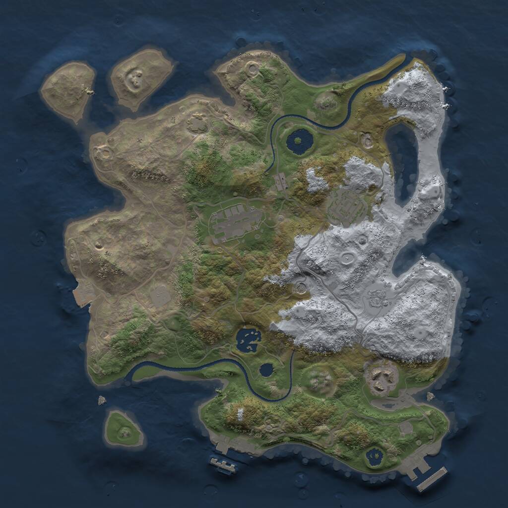 Rust Map: Procedural Map, Size: 3000, Seed: 1599455106, 10 Monuments