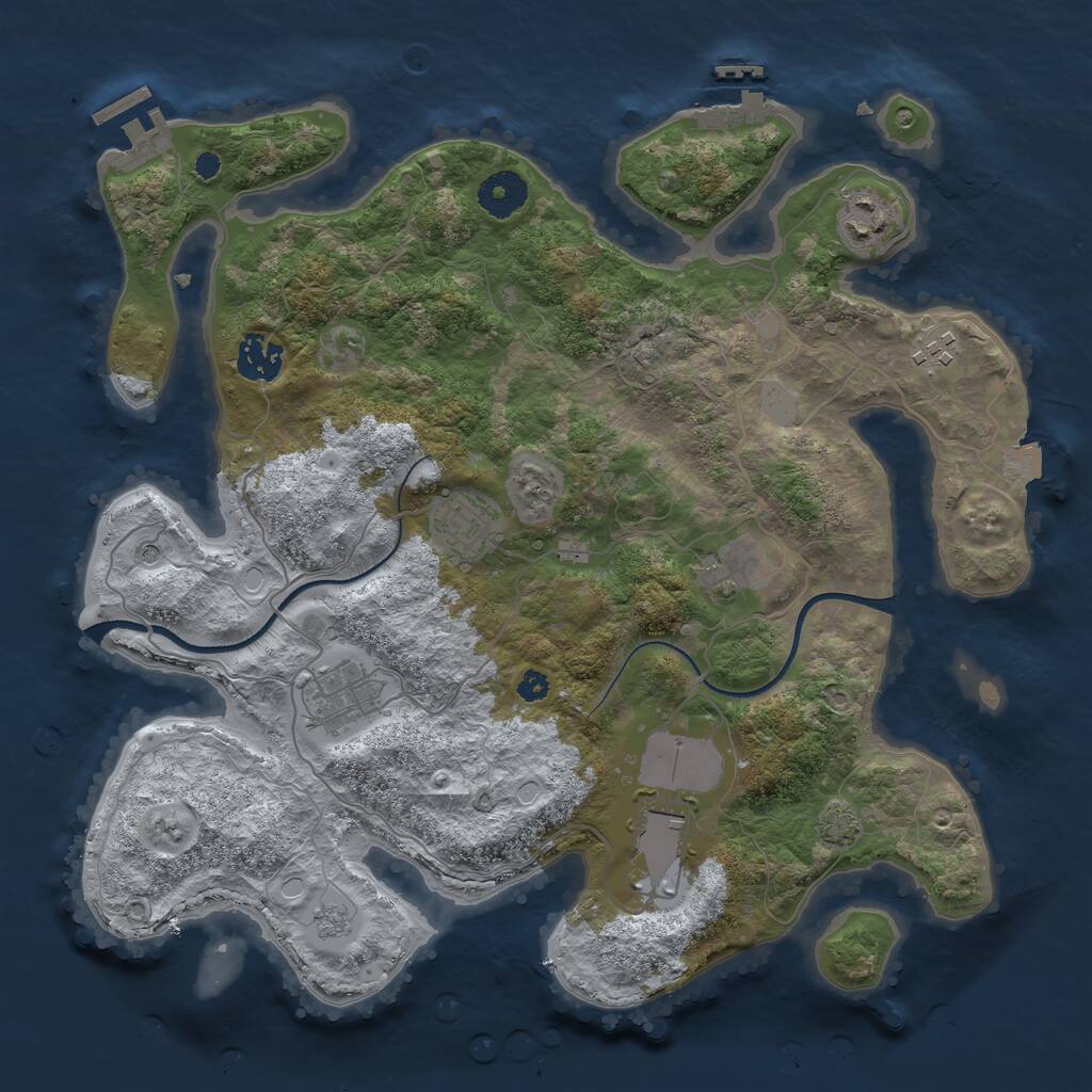 Rust Map: Procedural Map, Size: 3500, Seed: 1082147389, 13 Monuments