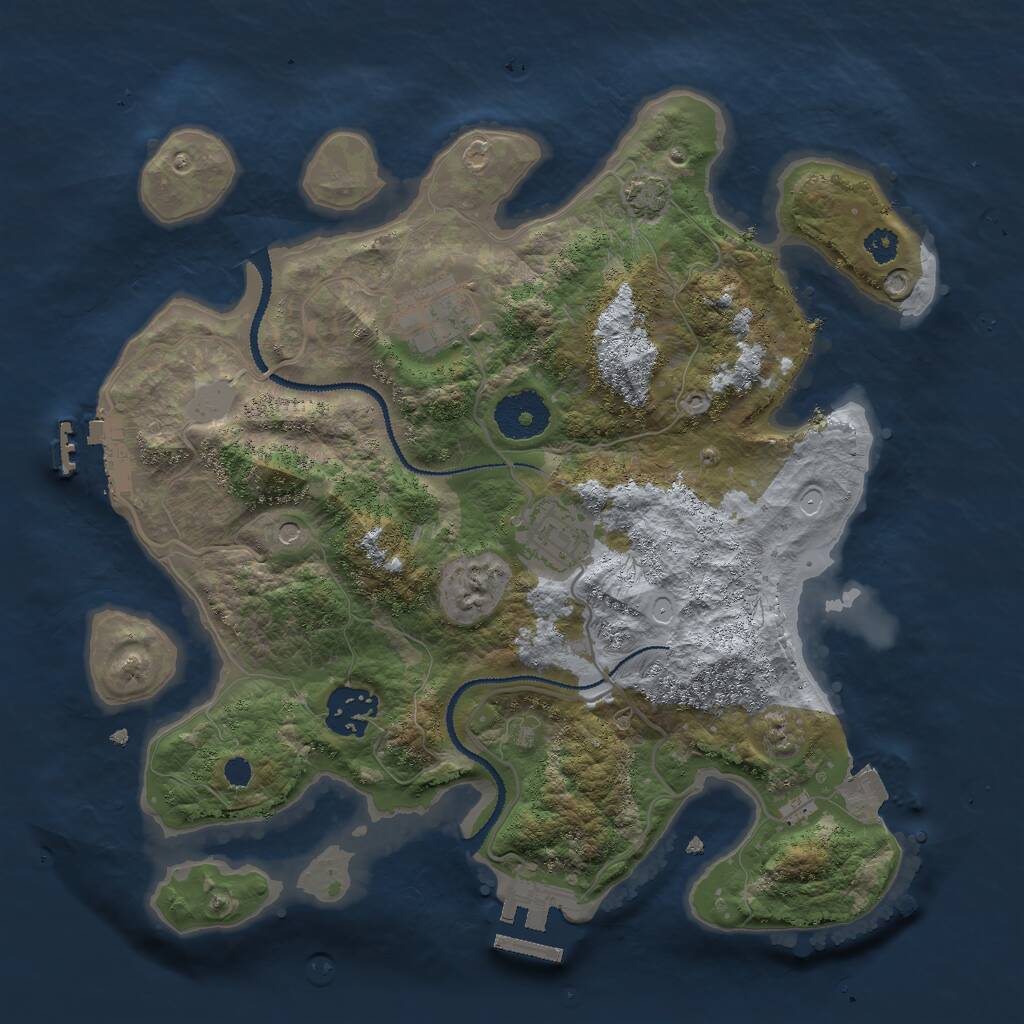 Rust Map: Procedural Map, Size: 3000, Seed: 1061681080, 8 Monuments