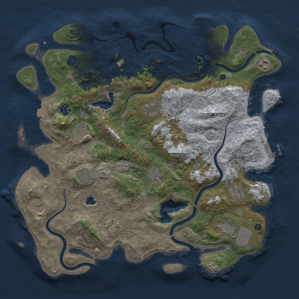 Rust Map: Procedural Map, Size: 4200, Seed: 527825877, 17 Monuments