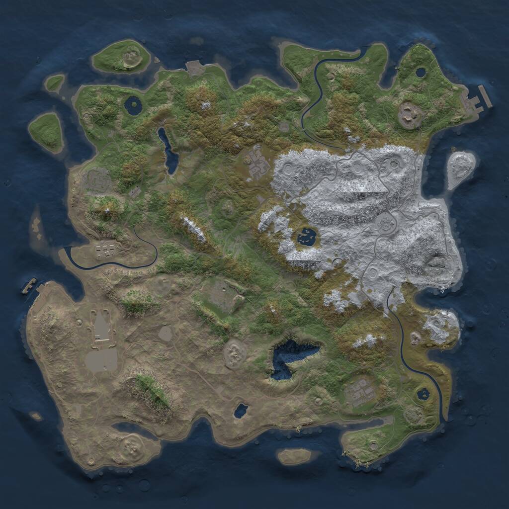 Rust Map: Procedural Map, Size: 4200, Seed: 527825877, 14 Monuments