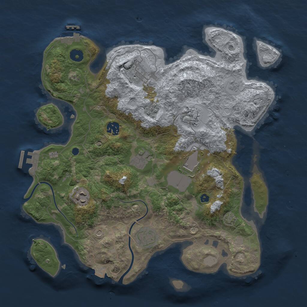 Rust Map: Procedural Map, Size: 3500, Seed: 1258169102, 14 Monuments