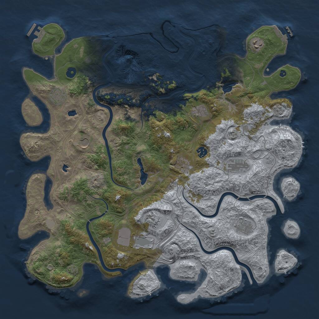 Rust Map: Procedural Map, Size: 4600, Seed: 1284208918, 17 Monuments