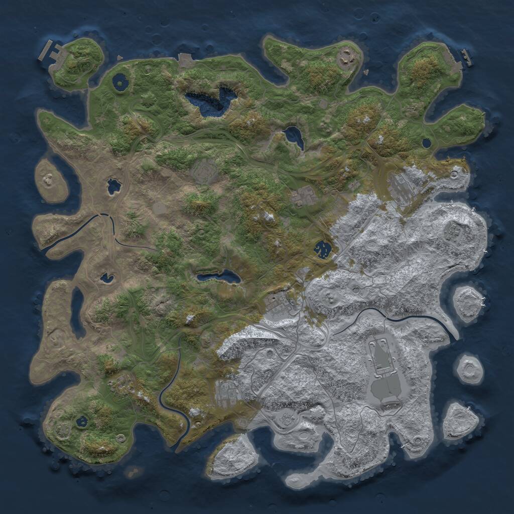 Rust Map: Procedural Map, Size: 4600, Seed: 1284208918, 16 Monuments