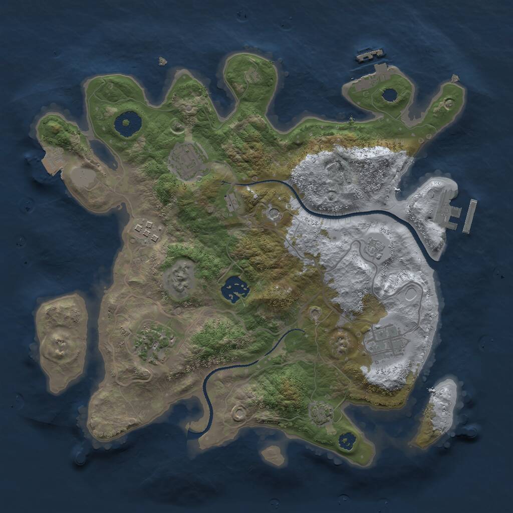 Rust Map: Procedural Map, Size: 3000, Seed: 8398, 11 Monuments