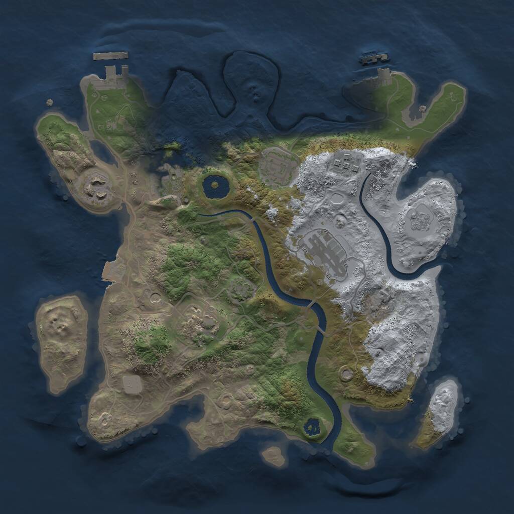Rust Map: Procedural Map, Size: 3000, Seed: 8398, 14 Monuments