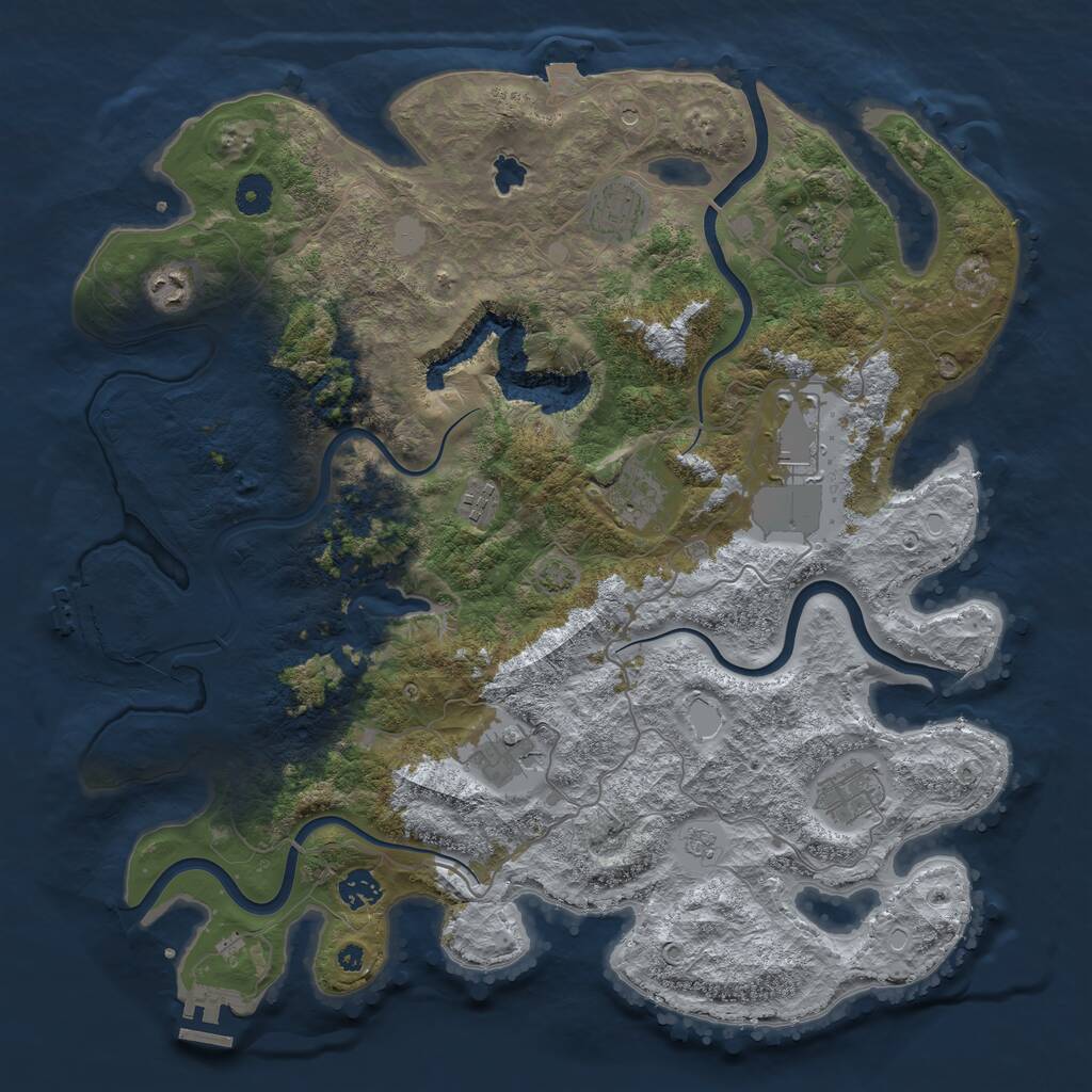 Rust Map: Procedural Map, Size: 4100, Seed: 55266487, 15 Monuments