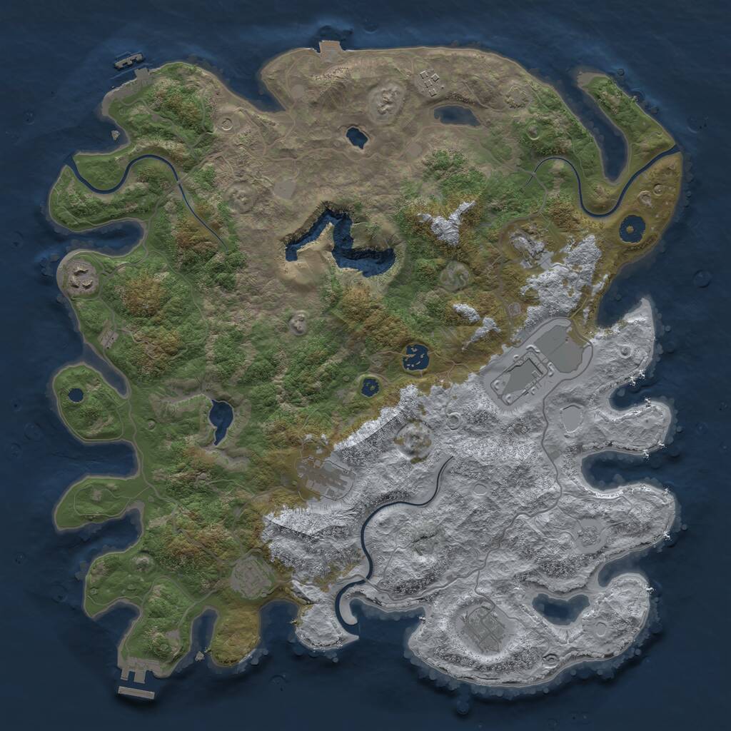 Rust Map: Procedural Map, Size: 4100, Seed: 55266487, 14 Monuments