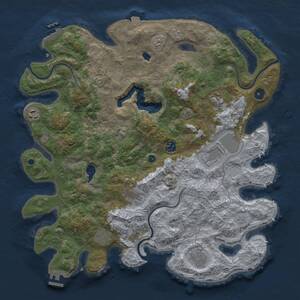 Thumbnail Rust Map: Procedural Map, Size: 4100, Seed: 55266487, 14 Monuments