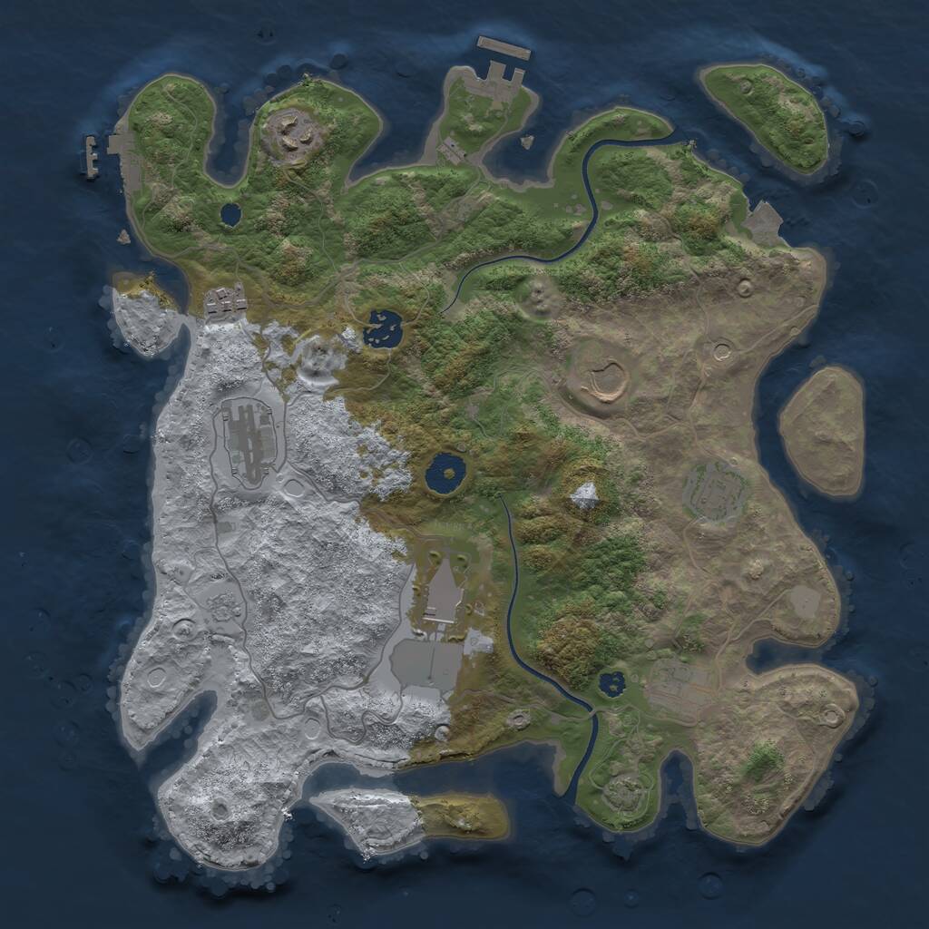 Rust Map: Procedural Map, Size: 3500, Seed: 790729469, 14 Monuments