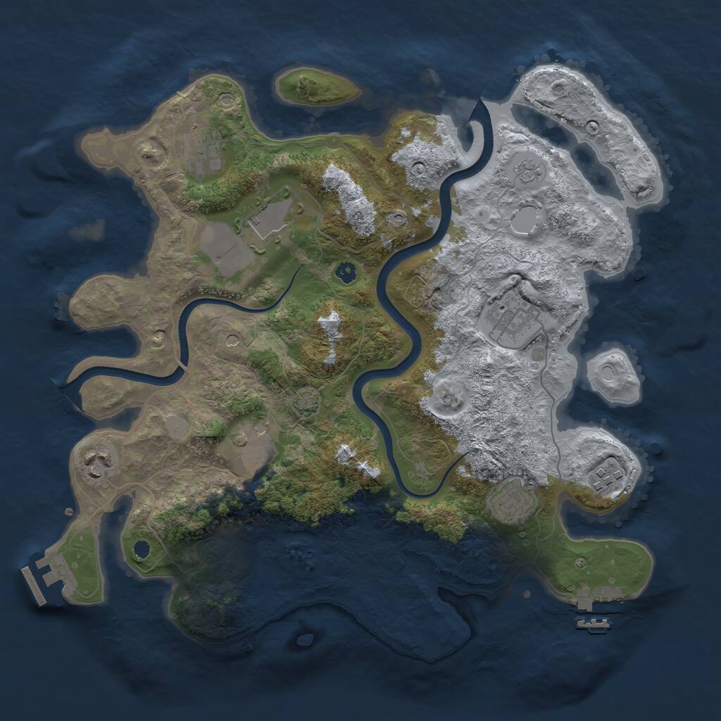 Rust Map: Procedural Map, Size: 3500, Seed: 1659687831, 15 Monuments