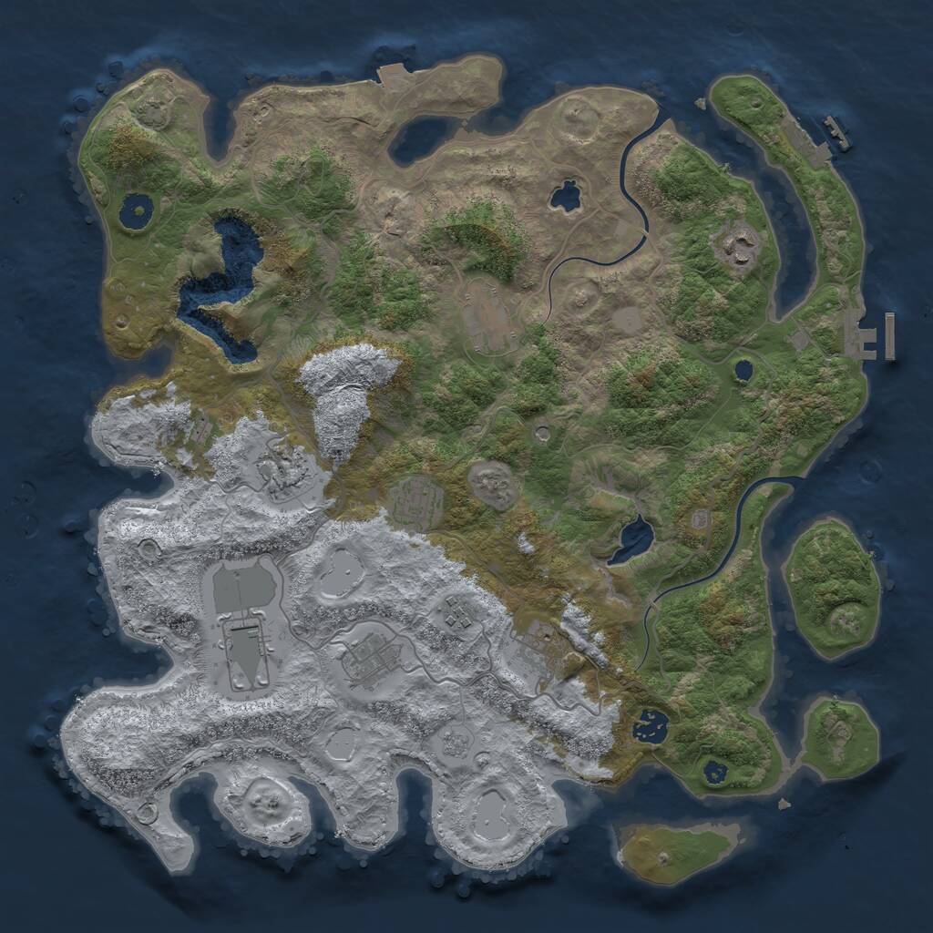 Rust Map: Procedural Map, Size: 4000, Seed: 1025599156, 17 Monuments