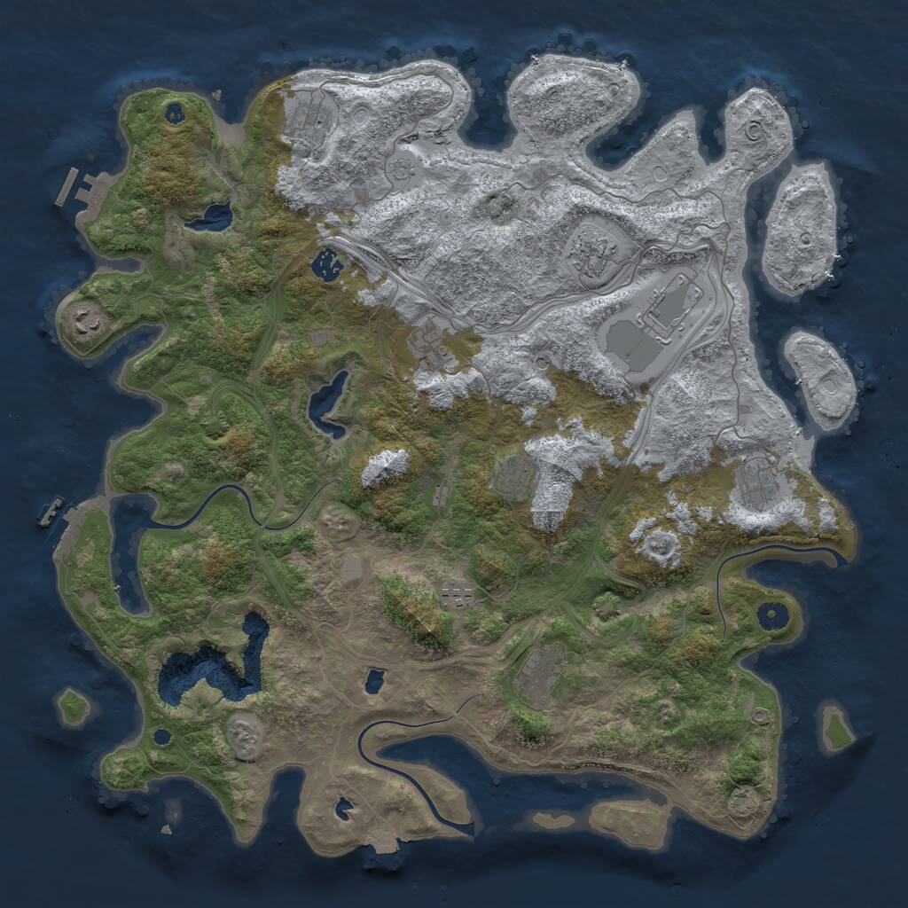 Rust Map: Procedural Map, Size: 4500, Seed: 56246, 16 Monuments